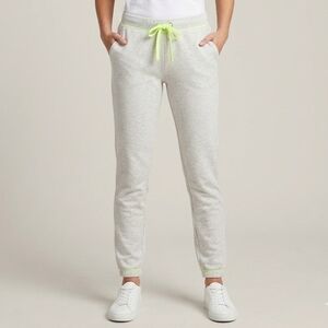GAP Light Gray Sweat Joggers with Neon Yellow Drawstring